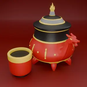 Uncle Iroh's Teapot Deck Box for MTG Avatar Inspired 100 Card Commander EDH with Dice Holder 3D Print Secure Storage Chamber & Matching Teacup Dice Holder