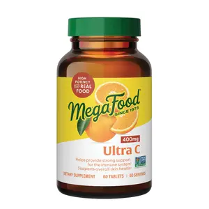 MegaFood Ultra C 400 mg, Vegan Immune Support with Vitamin C, Real Food Including Broccoli, Carrot, Cranberry & Brown Rice - 60 Tablets (60 Servings) - High-Potency Daily Dietary Supplement