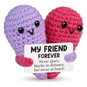 Handmade Positive Energy Crochet Heart Ornament, Encouragement Card Included, Emotional Support Gift for Friends and Loved Ones, Handmade Crochet Figure
