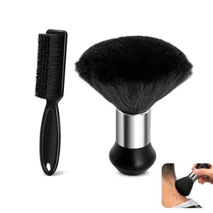 Barber Brush And Neck Duster Set - 2 Pcs Professional Barber Brushes Soft Barber Neck Duster, for Cleaning, Hair Cutting, Hair Stylist Tools and Salon Supplies
