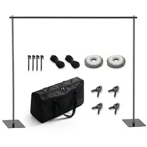 Backdrop Stand 10x7ft(WxH) Photo Studio Adjustable Background Stand Support kit with 4 Clamps, 2 Sandbags and Carry Bag for Parties, Events Decoration, Wedding, Photography