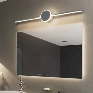 Modern new long strip LED line lamp wall lamp Led Ambient Lighting 40CM tricolor aluminum circular chassis strong wired installation mirror headlight suitable for bathrooms and toilets