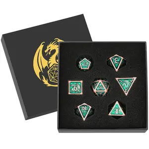 Metal Dice Set with Dragon Pattern, Polyhedral Metal Set, 7 Multi-Faced Metal Dnd Dice Set, Beginner Dungeons & Dragons Kit, Role-Playing Tabletop Game Accessories