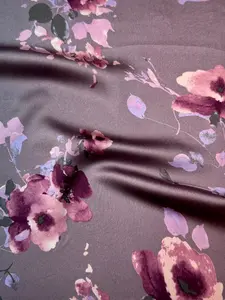 Mauve Floral Printed Satin