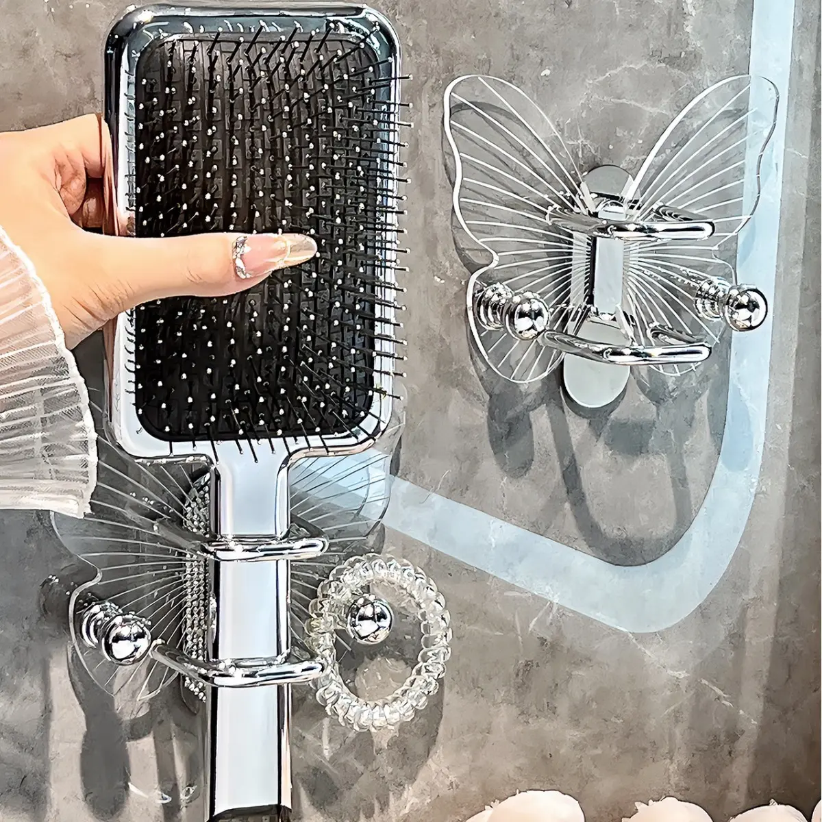 Multipurpose Sturdy Acrylic Butterfly Combs Holder Space Saving Wall Shelf for Bathroom Accessories Home Organization