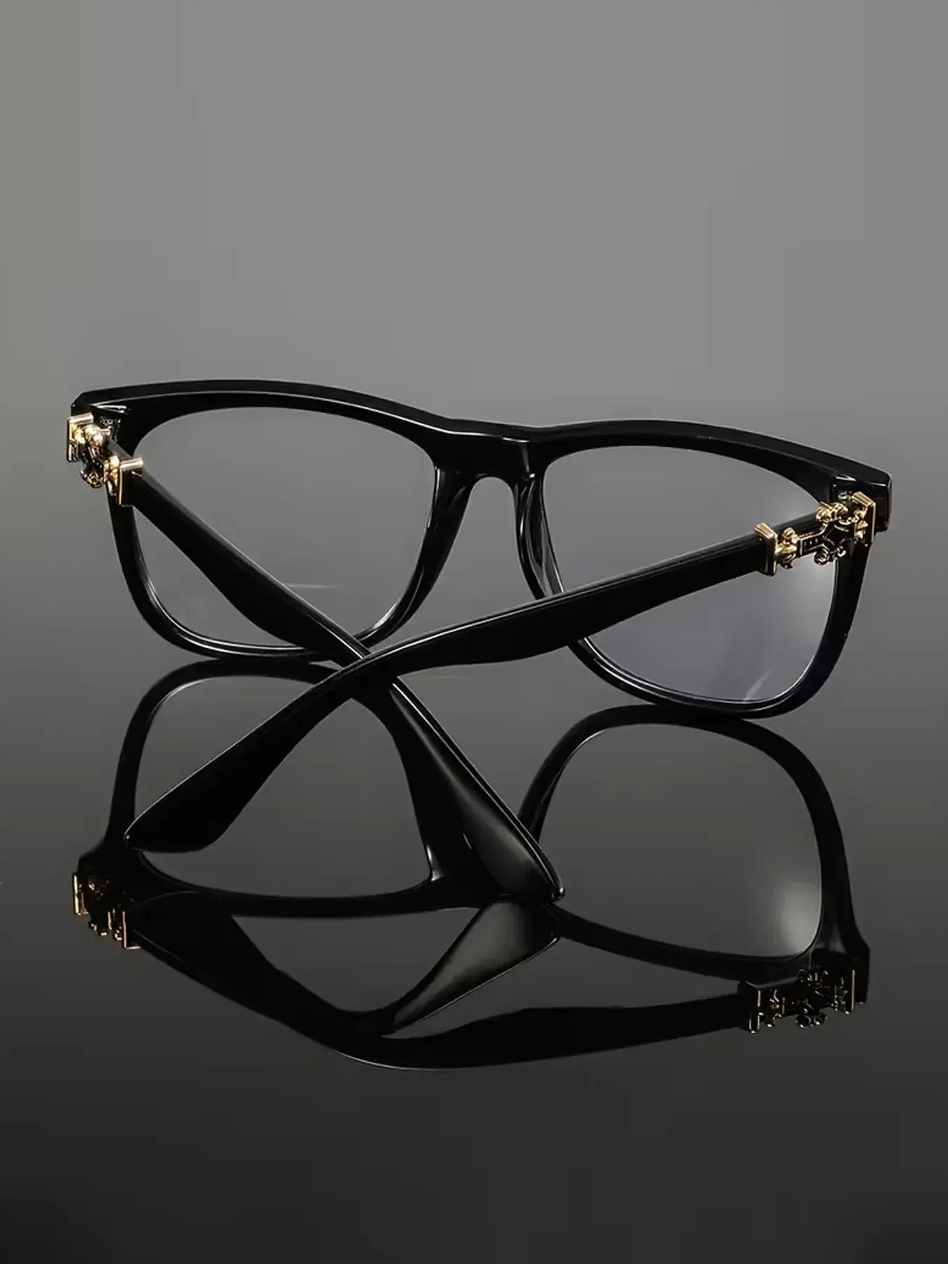 Fashion Metal Square Frame Flat Lens Outdoor Versatile Anti-Blue Light Trendy Casual Glasses, Square Frame Eyewear, Square Frames Eyeglasses, Casual Style, All Seasons, Plain Pattern