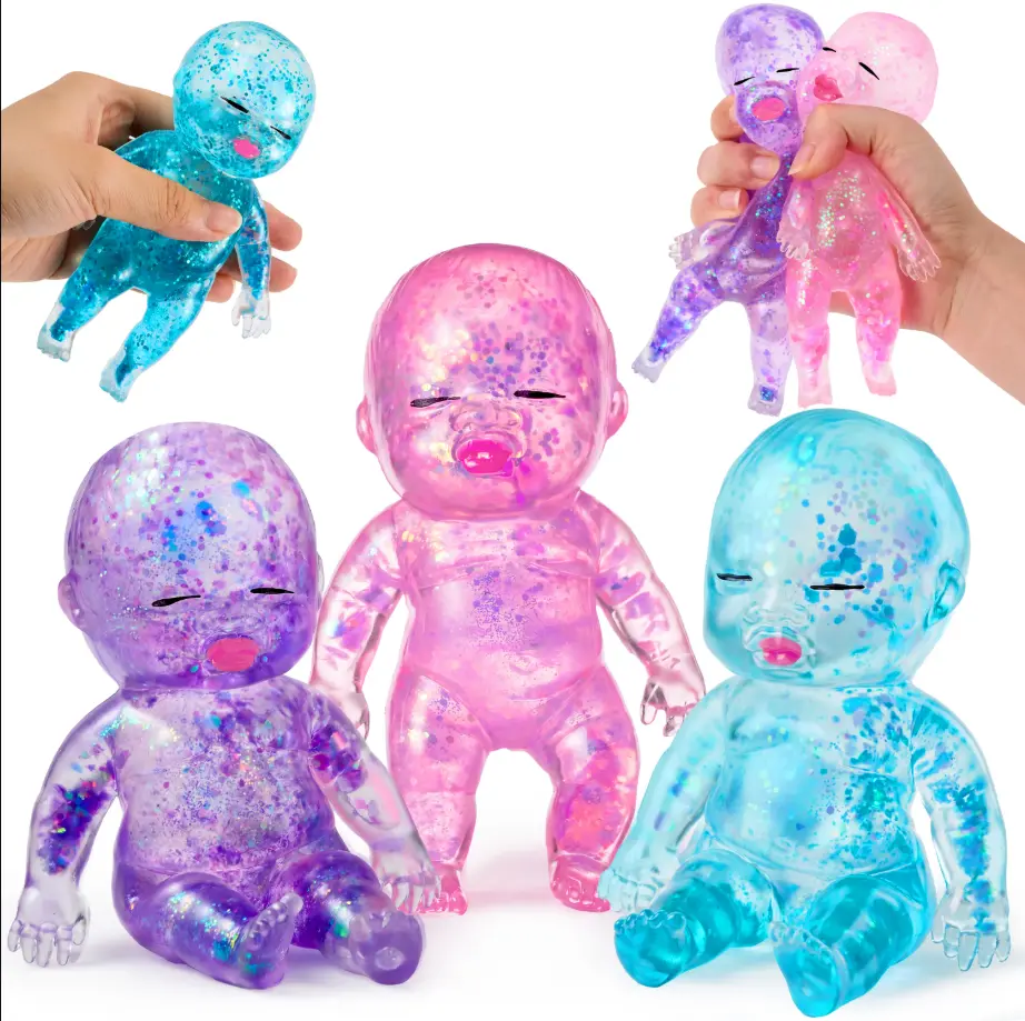 Baby Squishy Glitter Slow Rising, Squishy Babies Sensory Fidget for Stress Relief, Soft Cute Squeeze, Desk Decor & Gift baby glitter squishy