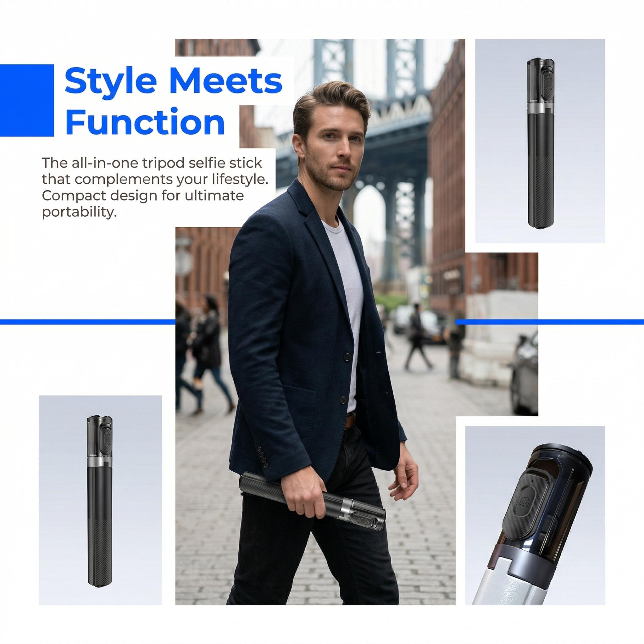 175 cm Mobile Phone Tripod & Selfie Stick, Aluminium Integrated Extendable Tripod for Smartphone, Portable Travel Tripod Stand with Wireless Remote Control for iPhone/Samsung/Android