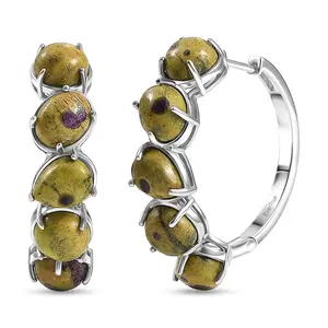 Tasmanian Stichtite 21.25 ctw Multi Shapes Mystic Earth Link Earrings in Platinum Plated