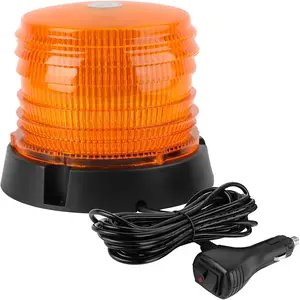 Amber Beacon Strobe Lights, 60 LED Warning Safety Flashing Strobe Lights Emergency Mini Light Bar with Magnetic and 16 ft Straight Cord for Vehicle Truck Tractor Golf Carts UTV Car Bus,12V-24V