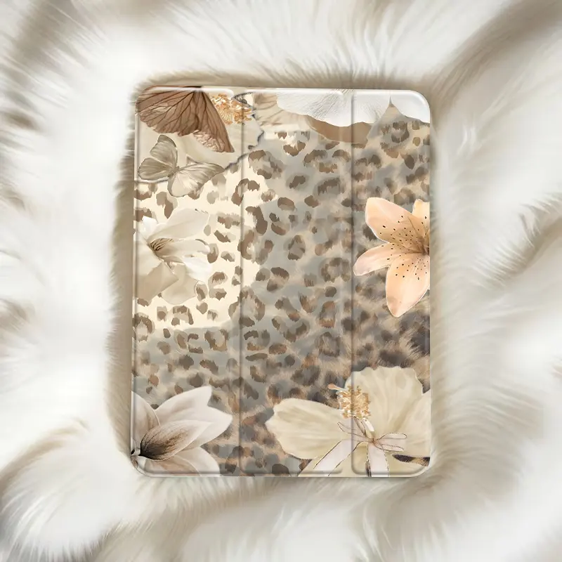 TPU (Thermoplastic Polyurethane) Tablet & Computer Case for iPad 10th/11th/9th Gen, iPad Mini, with Chic Leopard Print-Floral Butterfly Design, Pencil Holder (Pen Not Included), Auto Wake/Sleep Function