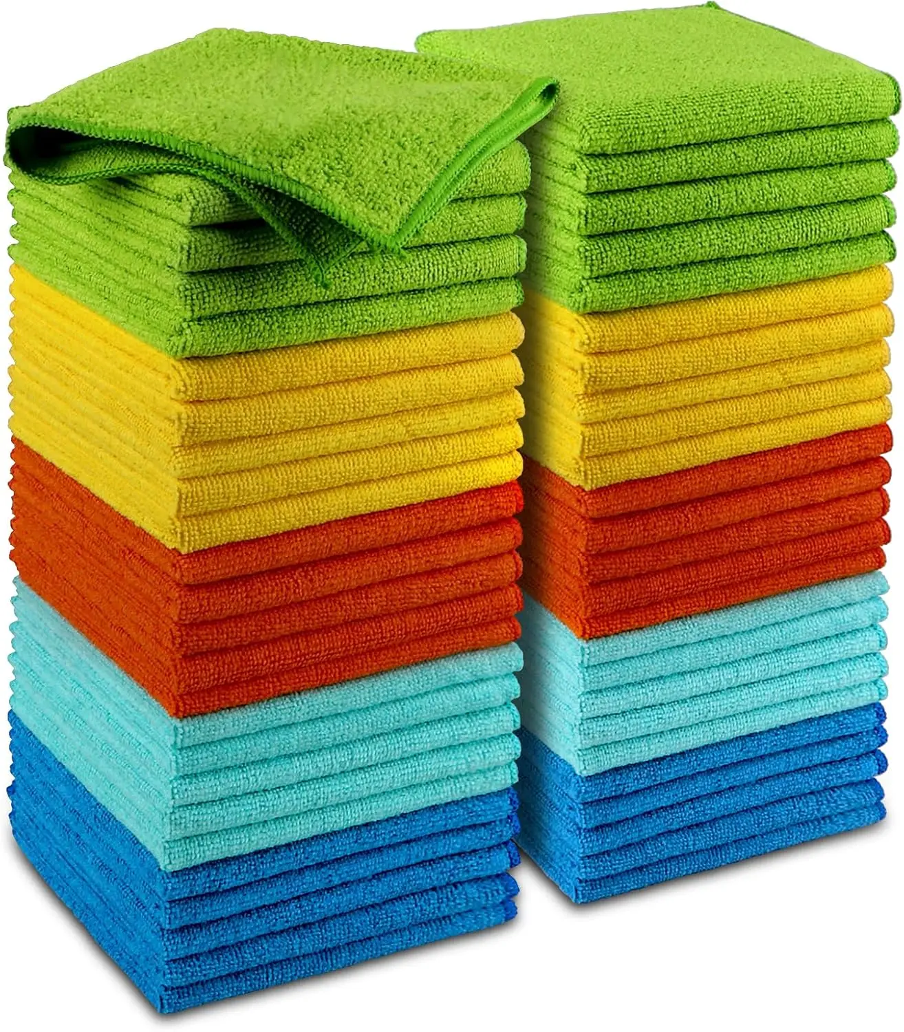 50-Pcs 5-Color Microfiber Soft Absorbent Cleaning Cloths Set, 12x12 in Durable Reusable Towels for Household Glass Cleaning, Synthetic Polyester Mix Streak-Free Tools & Hardware Hand Tools Multitools Accessories