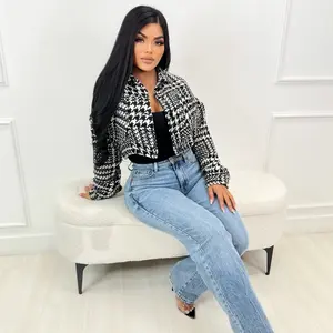 Avery Houndstooth Button Up Shacket