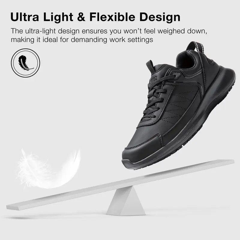 Women's Plain Slip-On Low-Top Anti Slip Nonslip Trainers - Round Toe, Waterproof, Oil-Resistant, Laces-Ready, Flexible, All-Day Support, All Seasons (310) | Work & Safety Shoes for Chefs in Demanding Work Settings