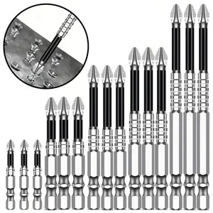 Ph2 Phillips Bits Set, Screwdriver Bits Set, High Magnetic Cross Head Drill Bit, Anti-Slip Alloy Steel, 1/4 Hex Shank, Impact Bits, 15 Pack