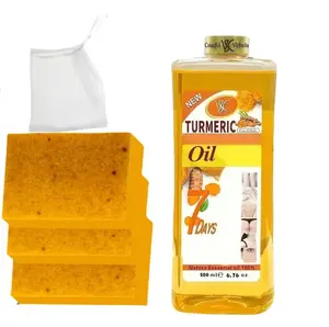 Turmeric Glow Set – Turmeric Oil + 3 Turmeric Soaps | Skin Brightening, Hyperpigmentation, Dark Spot Remover, Anti-Acne