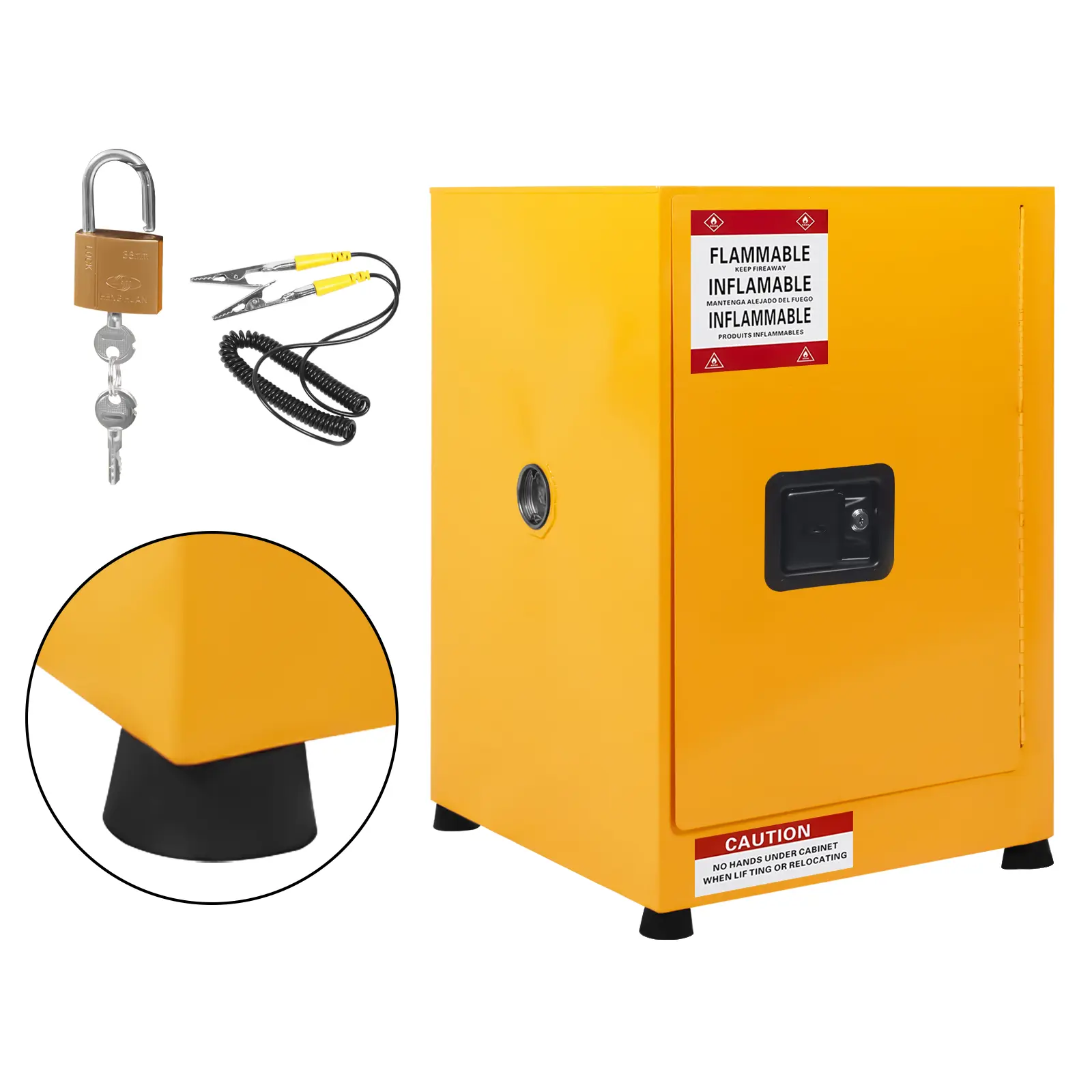 Fireproof Double-Walled Steel Storage Cabinet - Adjustable Shelf, Lock, Ventilation Ports, Retention Sump - COSHH Hazardous Materials Safety Cupboard for Chemicals, Industrial & Lab Use