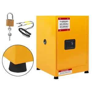 Fireproof Double-Walled Steel Storage Cabinet - Adjustable Shelf, Lock, Ventilation Ports, Retention Sump - COSHH Hazardous Materials Safety Cupboard for Chemicals, Industrial & Lab Use