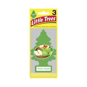 Little Trees Air Fresheners Green Apple Scent Pack Of 3 Fresheners For Cars And Homes