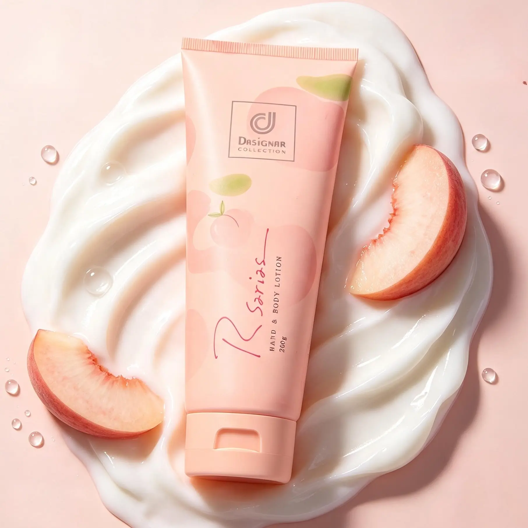 Rsarias Peach Niacinamide Body Lotion – Moisturizing Body Cream with Peach Extract, Lightweight Hydrating Emulsion, Sweet Peach Scent Daily Skincare for Women