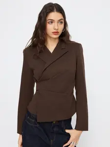 Cider Collar Wrap Button Tie Back Blazer