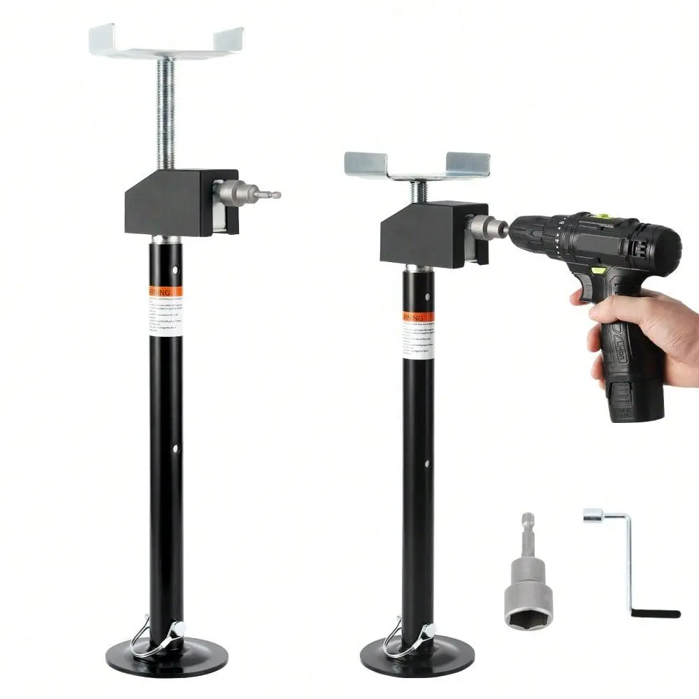 Garvee 2-Pack Alloy Steel RV Slide Out Support Jacks (5000 Lb Capacity) - 21"-34" Adjustable Height, Tethered Pin, Drill-Use Magnetic Hex Socket, Easy Operation, 2 Jack Set Ready, Prevents Slide-Out Wobble for Most Motorhomes, Campers