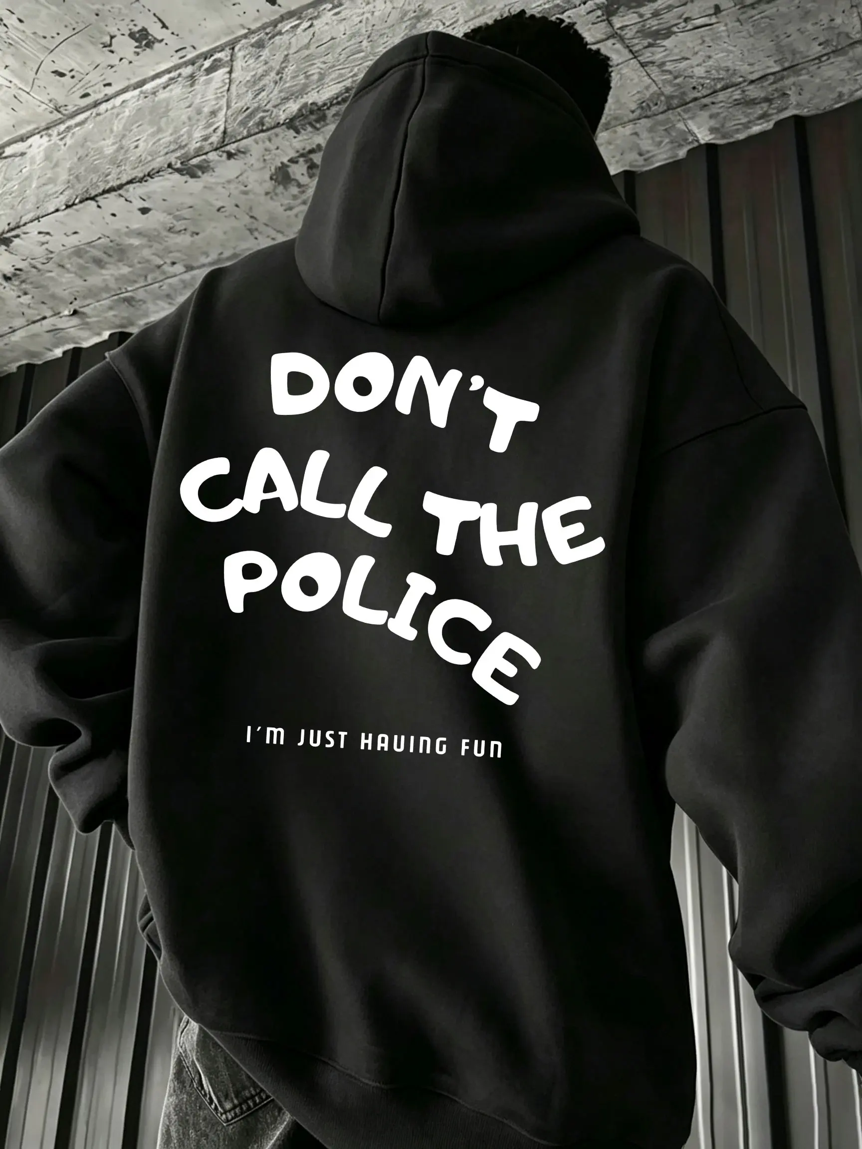 Oversized Hoodie with Funny 'Don't Call The Police' Meme Back Print, Unisex Casual Graphic Sweatshirt for Women, Hoodies For Women