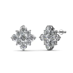 Macie 18k White Gold Plated Cluster Stud Earrings with Simulated Diamond Crystals
