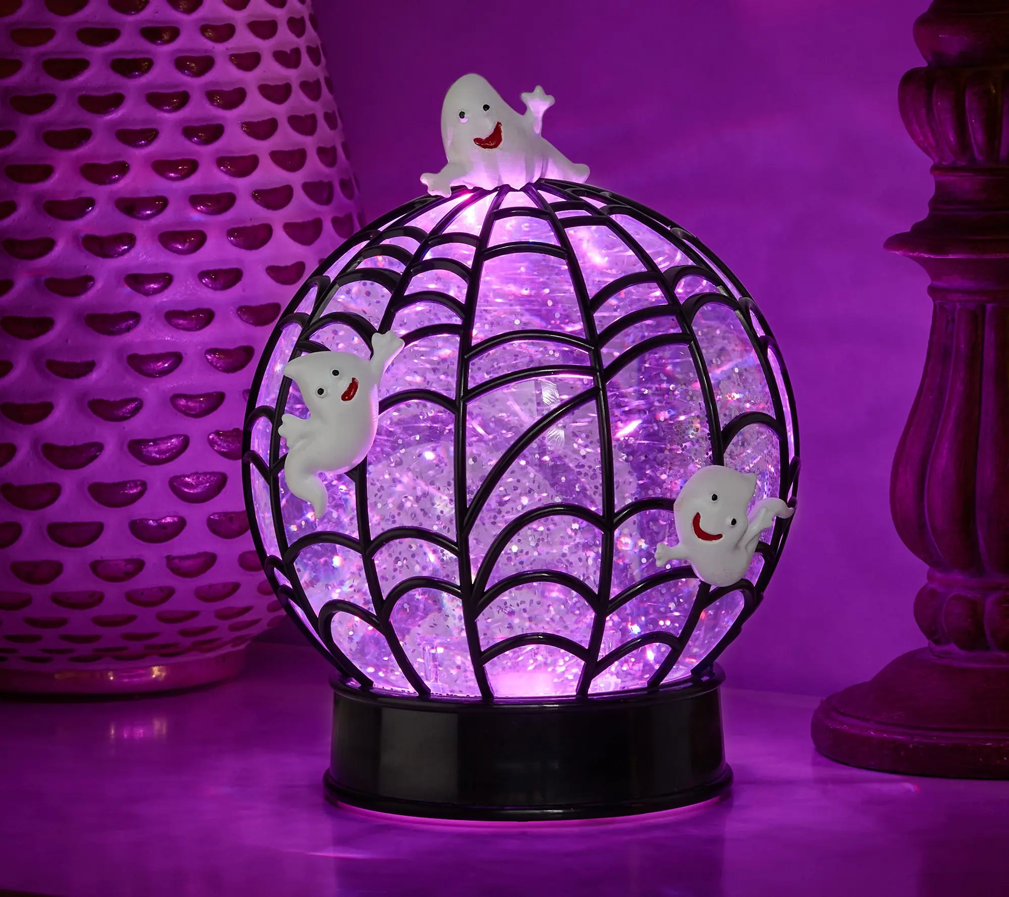 7" Illuminated Halloween Glitter Sphere by Valerie 7" Illuminated Halloween Glitter Sphere by Valerie