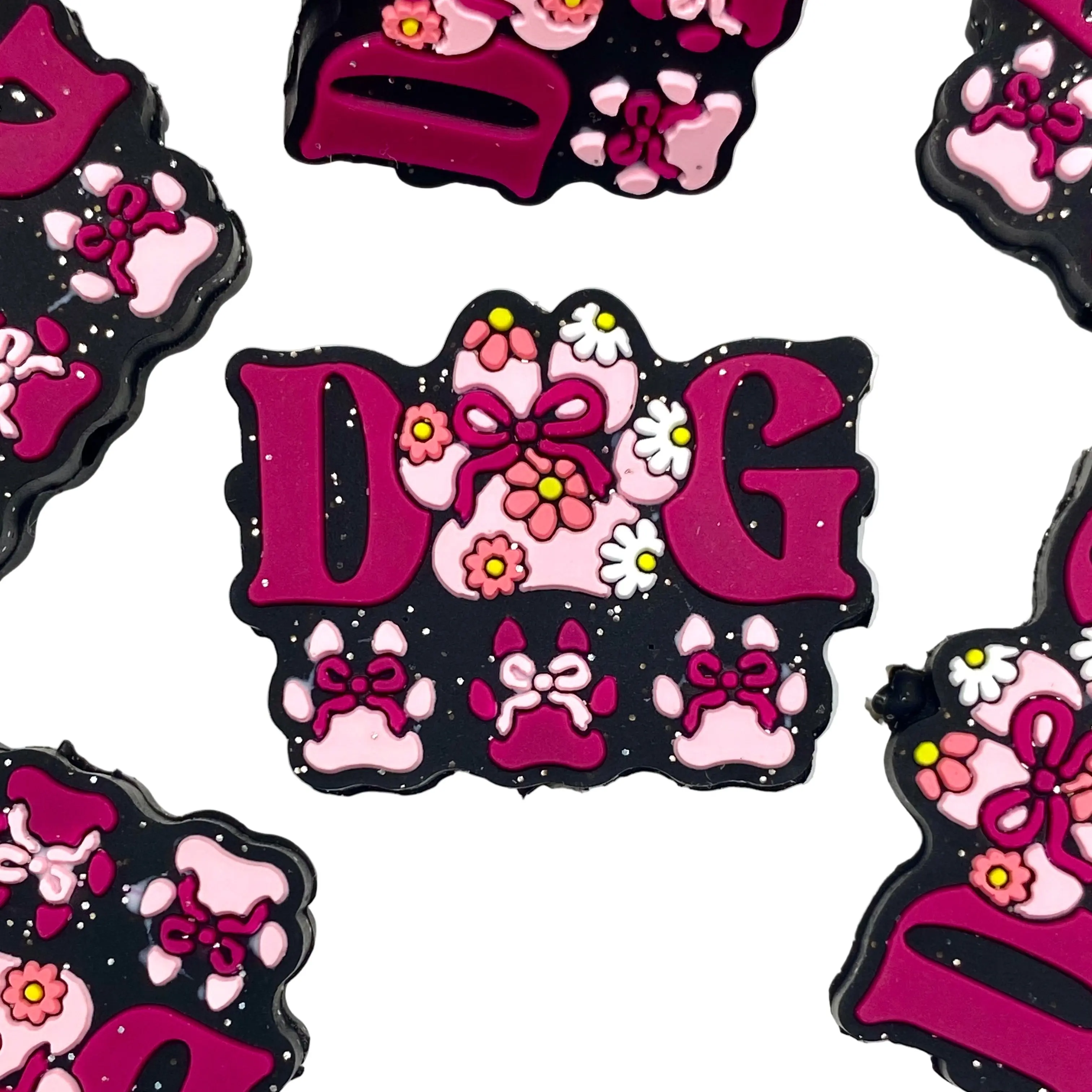 1pc Pretty Paws, Pretty Bows Silicone Focal Beads - Cute Bows & Flower Beads for Beadable Accessories Dog Mom