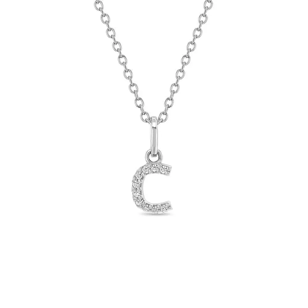 Cubic Zirconia Letter Kids / Girls Pendant/Necklace - Sterling Silver, Birthday Gift Ideas, Personalized