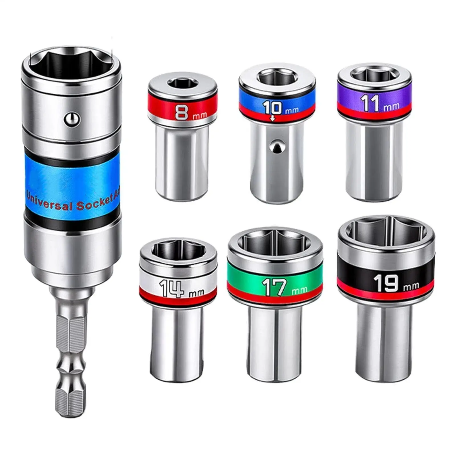 Universal Joint Socket Set 7 Pc 1/4 3/8 1/2 Drive Adapter Kit For Tight