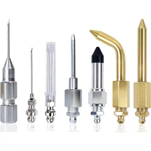 7PCS Grease Gun Needle Tip Kit, Grease Injector Needle Grease Gun Adapter Set for Bearings, U-Joints Tight Spaces, Straight & Elbow Nozzle Accessories for Grease Guns