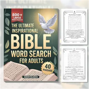 Adult Bible Word Search Book, 800+ Large Font Puzzles, Original English Version, Religious Theme Relaxation Puzzle Game Book