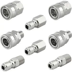 Washer Quick Connect 3/8 Inch,  Washer Fittings, Stainless Steel Adapter Set, Female and Male Thread, 8 count