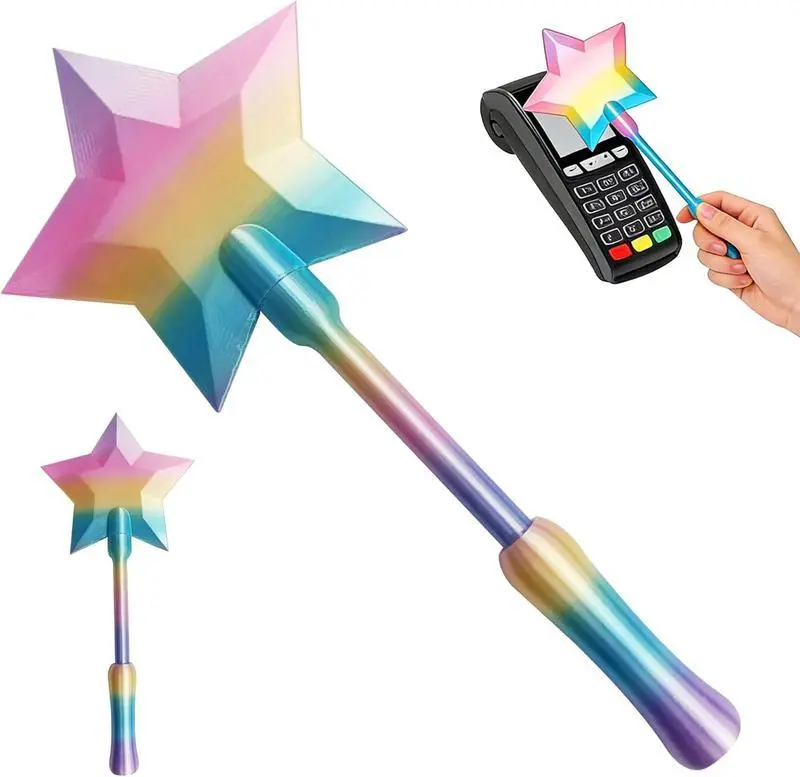 3D-Printed Unisex Tap-to-Pay Wizard Wand - Lightweight Credit Card Holder, Star Top Magic Accessory for Toys & Hobbies, Coffee Shops, Perfect Gift for All Video Game Fantasy Fans, Grocery Stores