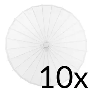 10-Pack 32" White Paper Parasol Umbrellas