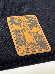 The Tower Tarot Card Engraved Patch Rider-Waite Tarot, Press on Adhesive Witchy Decal, Laser Engraved Custom Patch