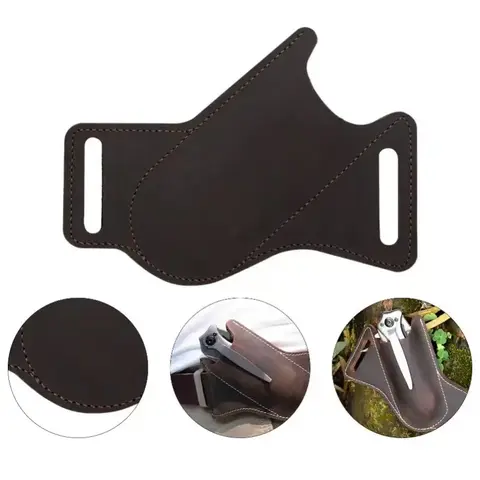 Handmade Full-Grain Leather Tactical Knife Holster - Folding Pocket Knives Sheath with 2-Tool Quick Access Slot, Snug Hold, Multitool Holder, Rustic Look, Outdoor Multifunctional Tools Carry Solution, Camping Hunting Gear Accessory