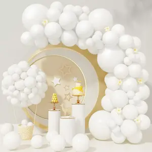 130PCS White Balloons Kit – Includes 18", 12", 10", 5" inches Balloons with Ribbon & Glue Dots – Ideal for Birthday, Baby Shower, Wedding, Graduation & Party Decorations
