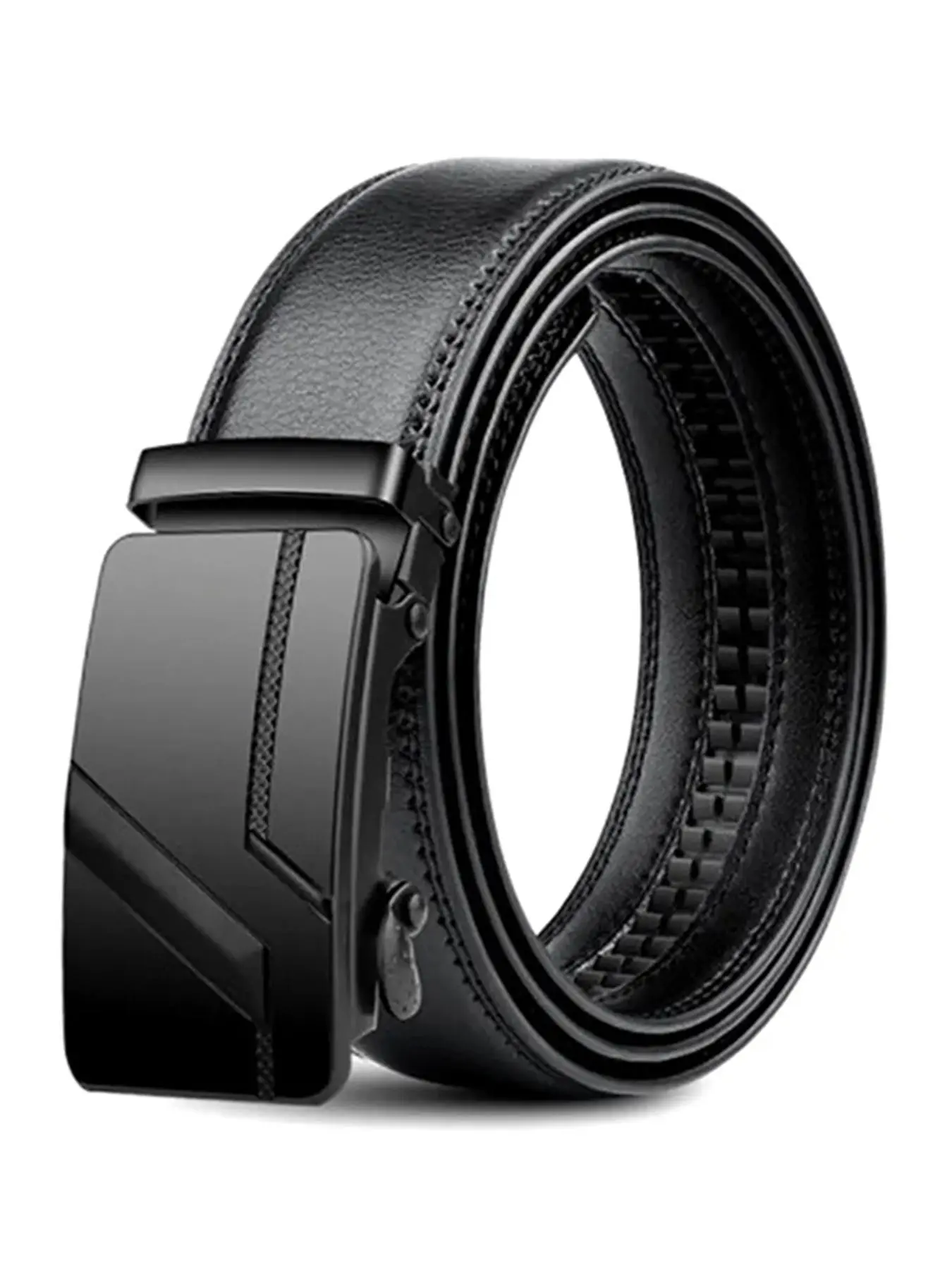 Men's Automatic Buckle Lychee Texture PU Leather Belt, Adjustable Waist Belt, Business Casual Waistband for Jeans Trousers, Fashion Belt for Party, Daily Clothing Decor, Adjustable Belts
