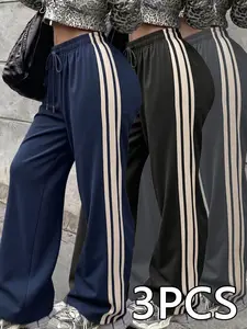 1 pack/3 pieces, women’s outdoor running pants with side stripe design—fashionable and versatile for everyday wear; suitable as a holiday gift; casual sportswear