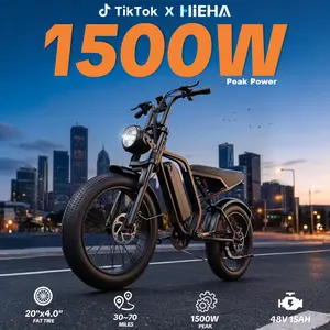 【HiEHA】SummerVibes 1500W Electric EBike for Adults 34MPH Max Speed 30-70 Miles Range Full Suspension 20"×4.0" Fat Tires 48V 15AH Removable Battery All Terrain Electric Bike UL 2849 Certified, Tiktokshopmothersday