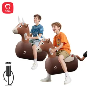 QPAU Kids Bull Toy 1/2PCS Set 220 lbs Weight Capacity Bouncing Animal Bull/Dinosaur-Themed Children's Day Gift Suitable for Children 5+ Large Size Comfortable and Stable Dual Independent Air Chambers outdoorfun