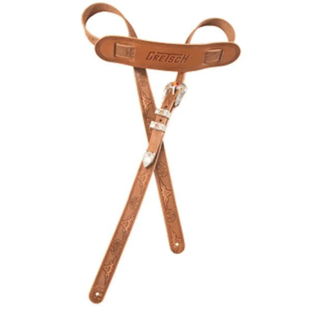 Gretsch Tooled Vintage Leather Guitar Strap, Russet