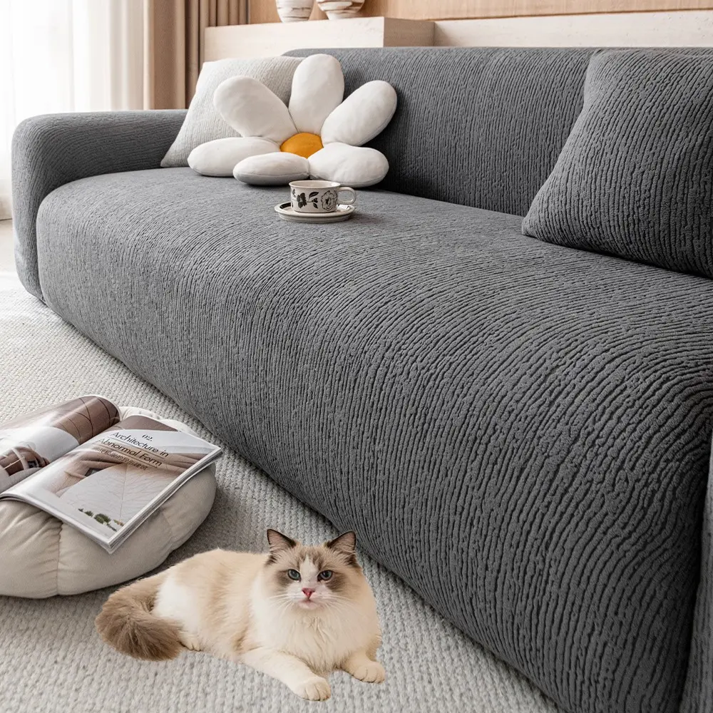 Classic Fashion Plain Color Stretch Sofa Cover, Anti-Slip, Wrinkle Resistant, Durable, Skin-Friendly, Multi-Size, All Seasons, Elastic Sofa Cover, Sofa Protector Slipcover, Sofa Covers Washable, Stretchable Sofa Cover, Elastic Couch Cover, Cover For Couch