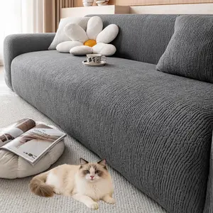 Classic Fashion Plain Color Stretch Sofa Cover, Anti-Slip, Wrinkle Resistant, Durable, Skin-Friendly, Multi-Size, All Seasons, Elastic Sofa Cover