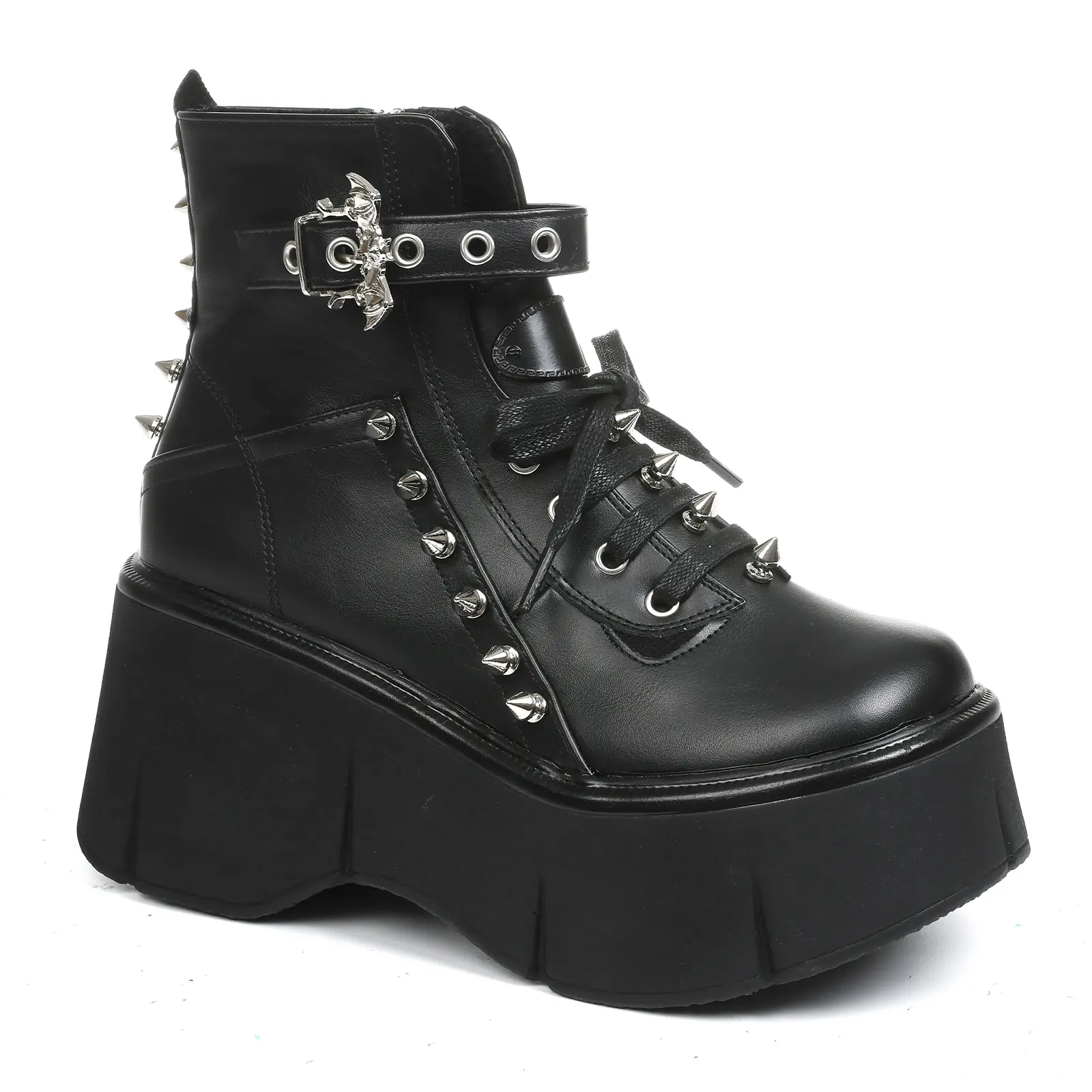 CYNLLIO Womens Gothic Ankle Platform Boots Round Toe with Studs Zipper Lace up Chunky Heel Halloween Booties Shoes Deals For You Days