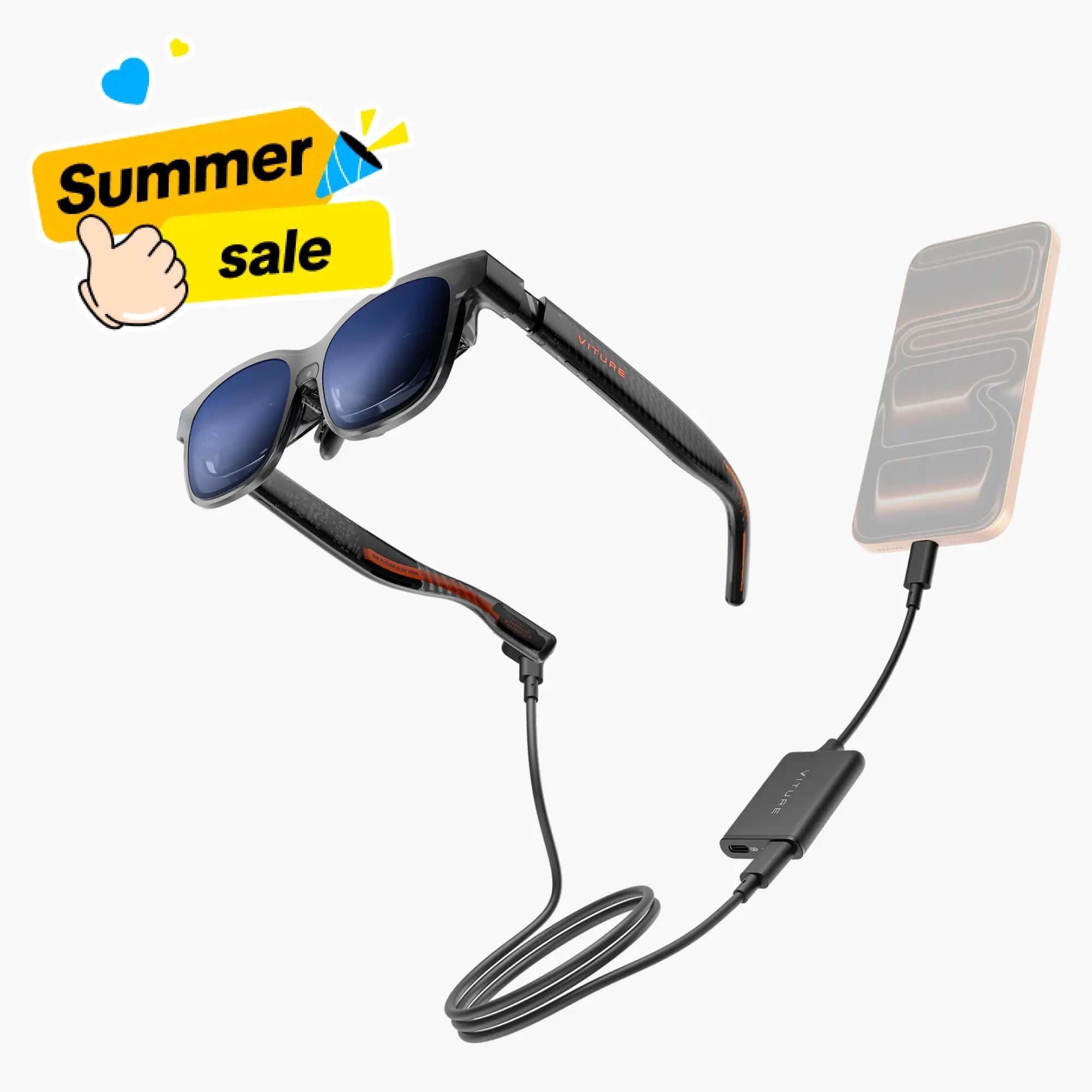 VITURE Luma Pro AR Glasses,XR Glasses,Smart Glasses Bundle with Accessories - 152" 1200p Crystal-Clear Display, 1000 Nits Brightness, Adapter, USB-C Cable, Compatible with iPhone 17/16/15, Android, Mac, PC, Switch 2, PS5, Steam Deck tiktokshopbacktoschool