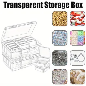 Small Bead Storage Containers, 30 Pcs Mini Clear Plastic Organizer Boxes with Hinged Lids for Organizing Craft and Jewelry Making Supplies